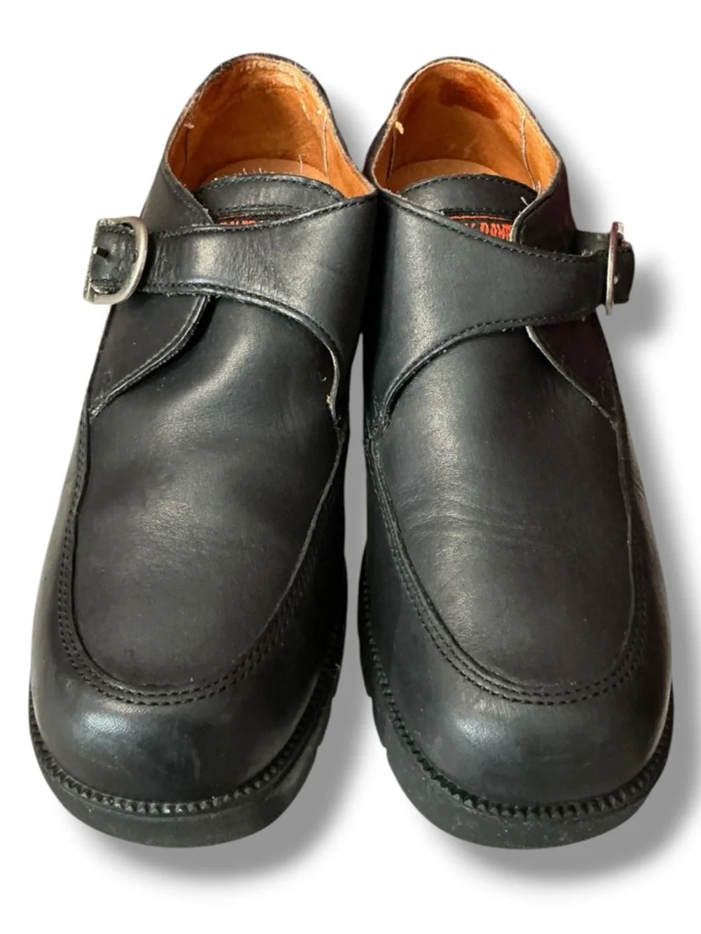 Harley-Davidson Black Leather Buckle Platform Slip-Ons